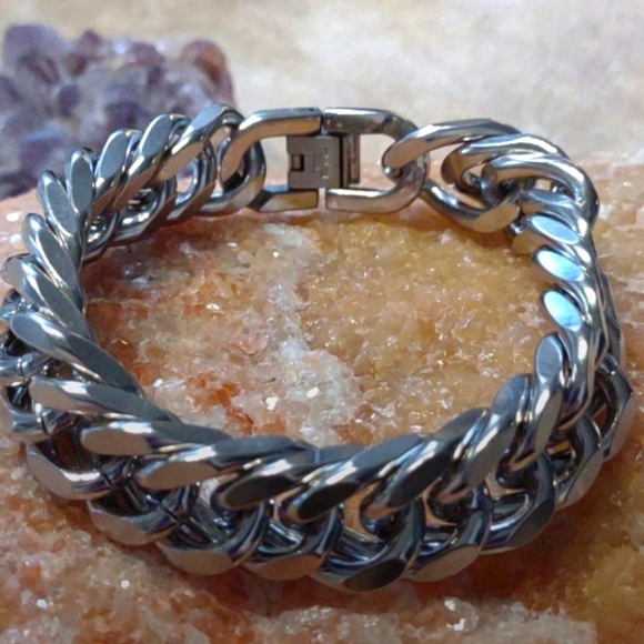 Other - NEW Stainless Steel Cuban Link Bracelet Holiday Gifts Mens Heavy Luxury